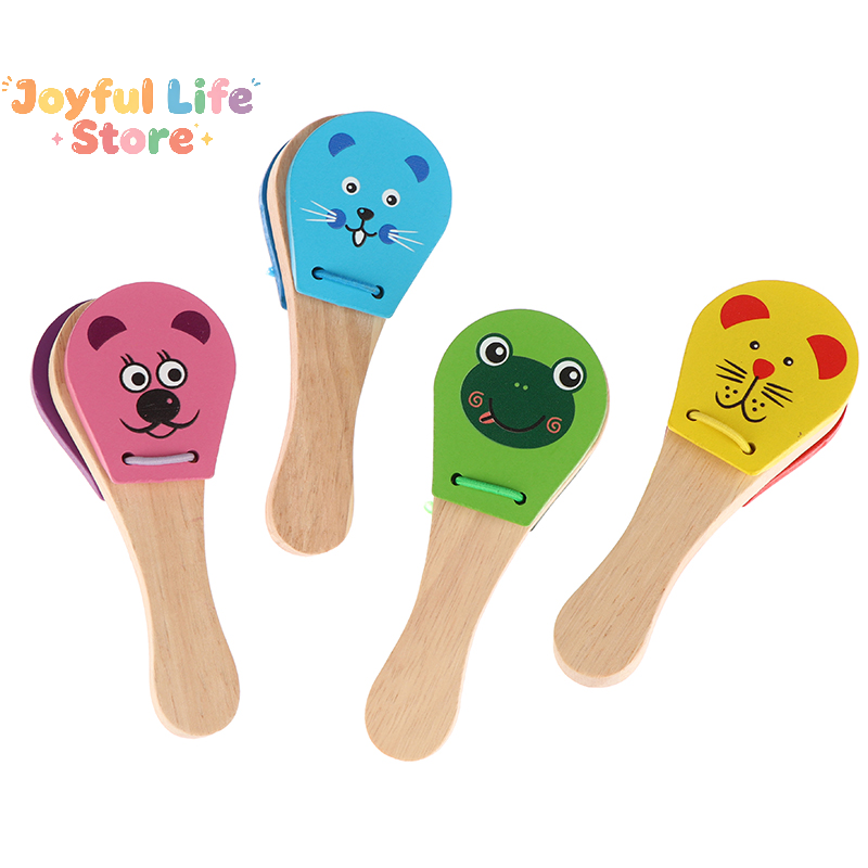 Musical Instruments Cartoon - Kinderen Cartoon Houten Castagnetten Vijf-stud Rammelaar
