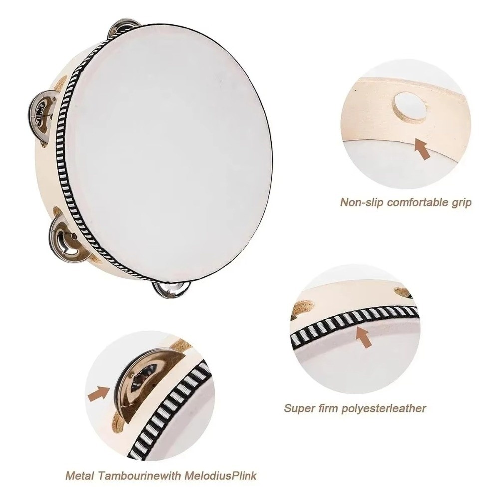 Tambourine Hand Drum - 4/6/8/10 Inch Hand Held Drum Houten
