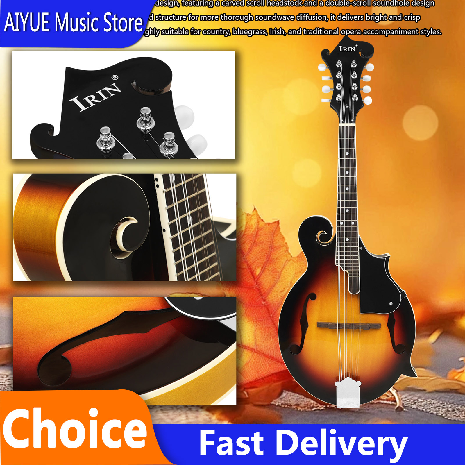 Mandolin A Style - IRIN MD-65 Mandoline Basswood F-Style Akoestische