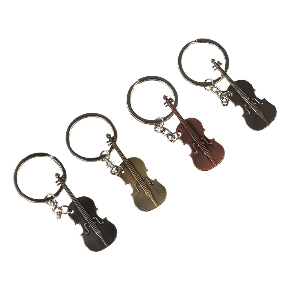 Musical Instruments Cartoon - Coole metalen gitaar sleutelhanger klassieke tas