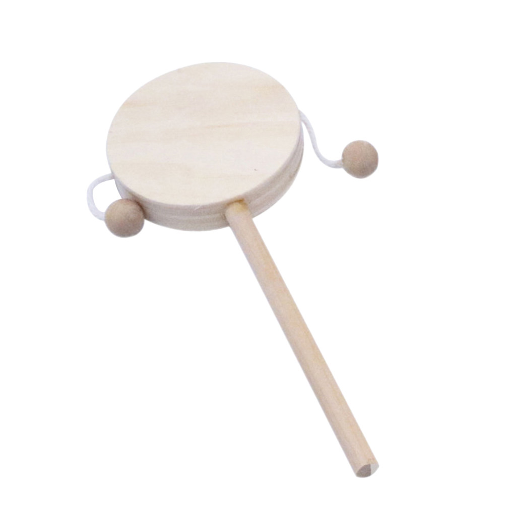 Musical Instrument You Shake - 1Set DIY Rammelaar Drum Houten Onafgewerkt