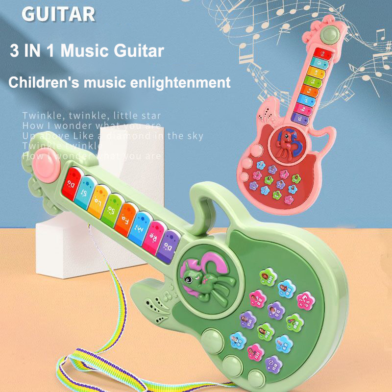Musical Instruments Cartoon - Nieuwe elektrische gitaarknop voor kinderen met
