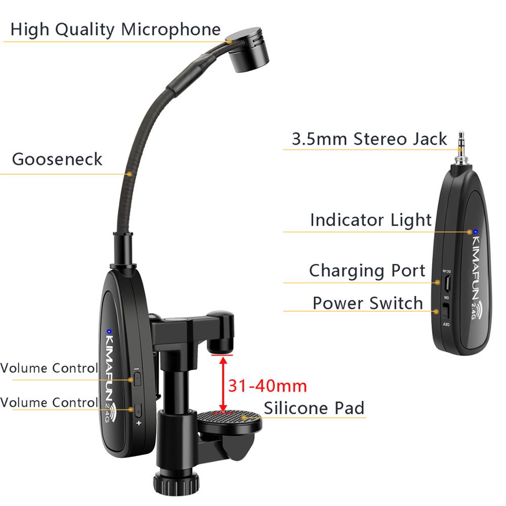 KIMAFUN Vioolmicrofoon 2.4G dr - Musical Instrument Veena recensie en prijs